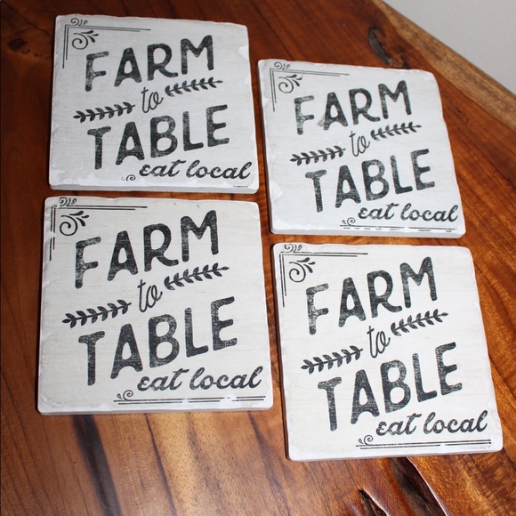 FARM TO TABLE STONEWARE COASTER SET - Picture 3 of 14